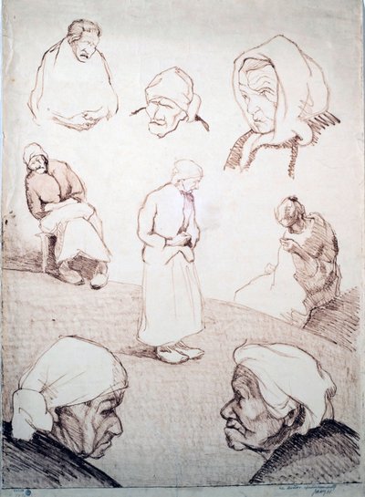 Eight Studies of an Old Woman by Guillermo Facio Hebequer